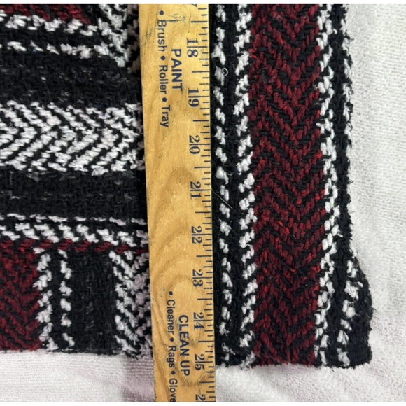 Earth Rags Festival Hoodie Red Black Baja Bohemian Striped Pullover Poncho Med - Picture 5 of 6